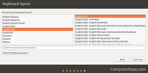 Ubuntu installer choosing language