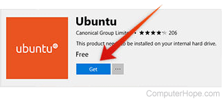 To download Ubuntu from the Microsoft Store, click Get.