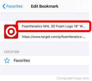 Rename bookmark on an iOS device