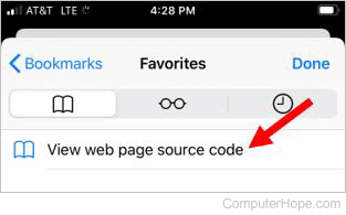 Use view source bookmark