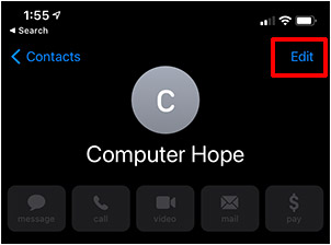 iPhone contact edit