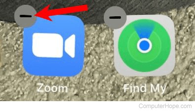 Delete app on newer iPhone or iPad by tapping - (hyphen) on app icon