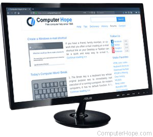LCD monitor viewing Computer Hope site.