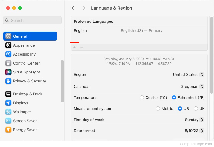 Adding a language in macOS.