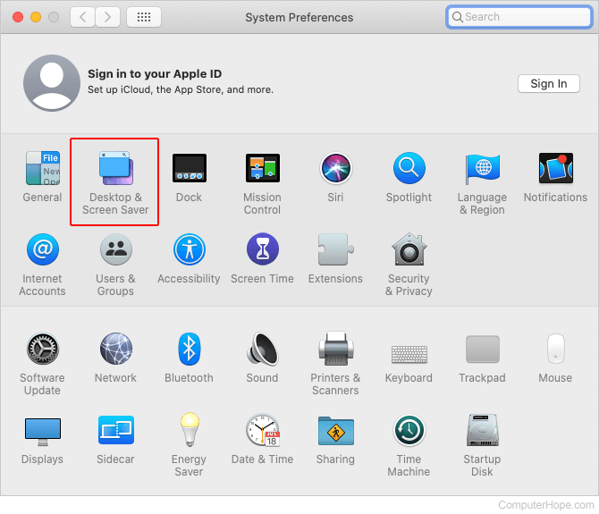 Desktop & Screen Saver icon in macOS.
