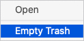 Empty Trash selector in macOS.