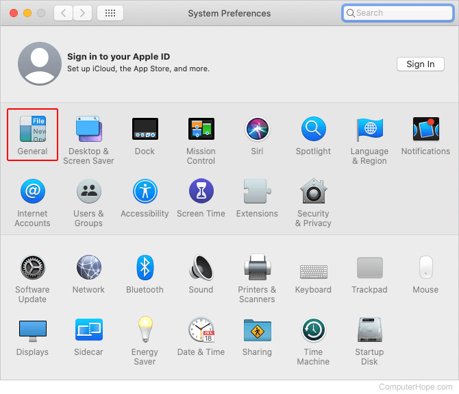 General icon in macOS.