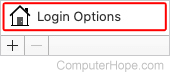Login Options button in Macos.