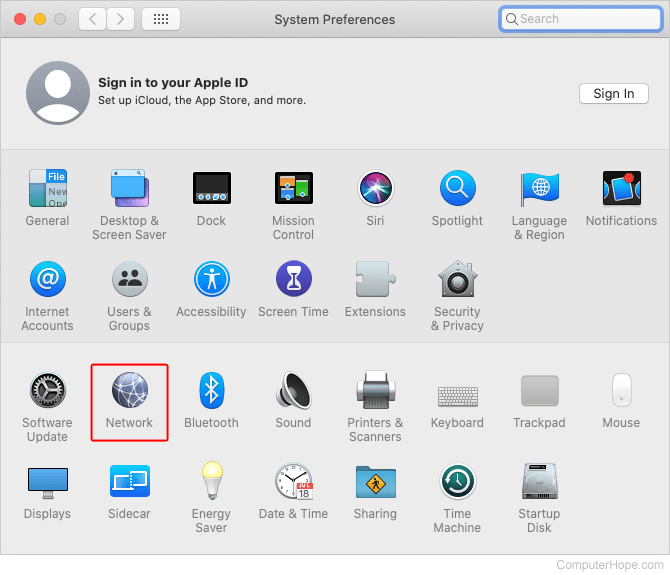Network icon in macOS.