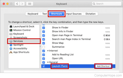 Adding a keyboard shortcut in MacOS