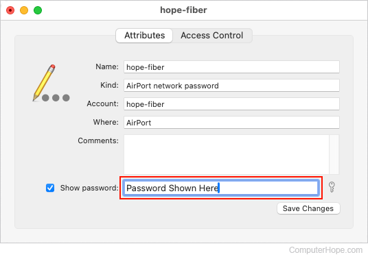 Wi-Fi network password displayed in macOS.