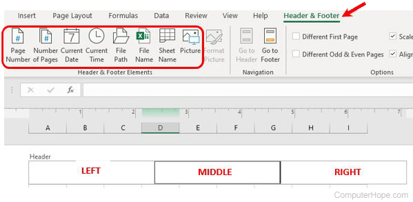 Add header details in Microsoft Excel