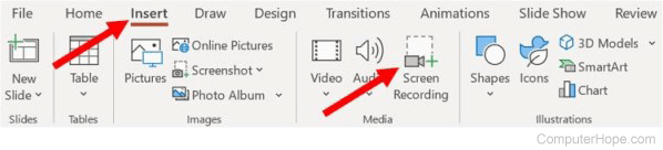 Screen Recording option in Microsoft PowerPoint