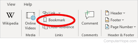Microsoft Word - Bookmark option