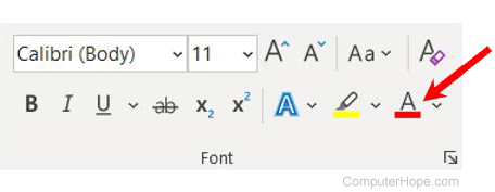 Microsoft Word font color