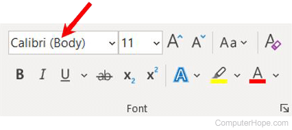 Microsoft Word font type