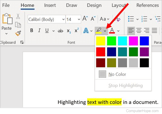 Highlighting words with color in Microsoft Word