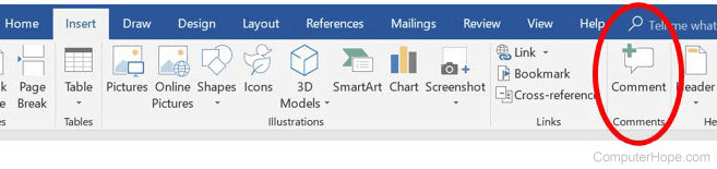 Insert Comment in Microsoft Word 2016