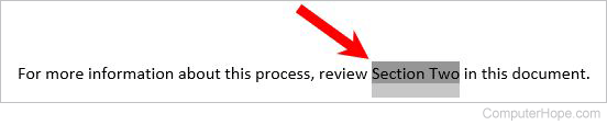 Select a cross-reference to remove in Microsoft Word