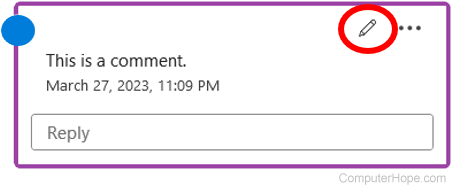 Edit comment option in Microsoft Word 365.