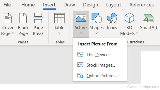 Insert picture in Word 365