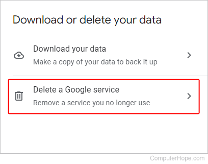 Download your data selector.