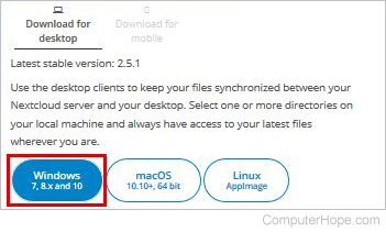 Choose the operating system of your desktop computer to download the appropriate Nextcloud client.