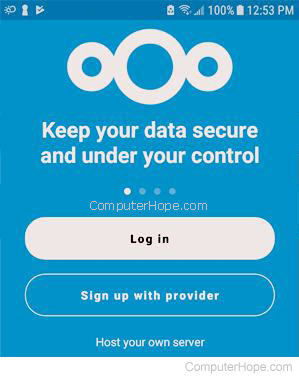 In the Nextcloud app, click Log In.