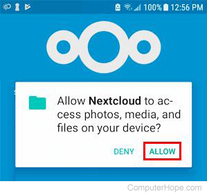 Allow Nextcloud to access your files.