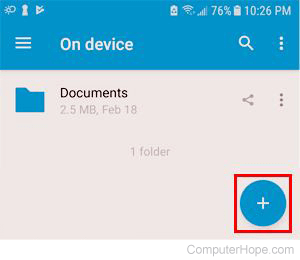 Click the Plus icon to add files from your device to the cloud.