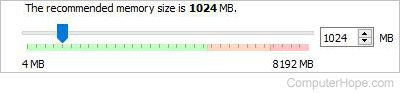 Set the memory size to 1024 MB.