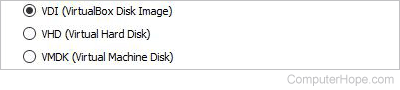 Select Hard disk file type VDI.
