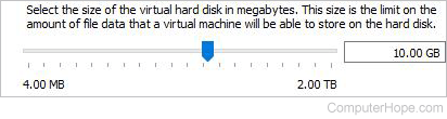 Choose disk size of 10 GB.