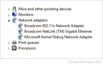 Device Manager network adapters