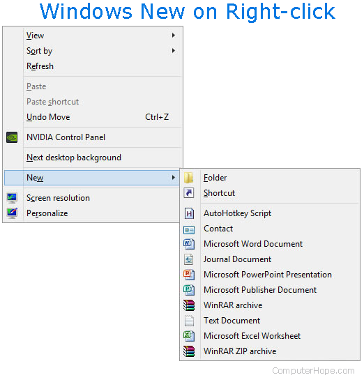Windows New right-click menu options