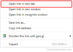 Selector used to open a link in a new tab.