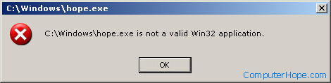 Not a valid Win32 application Windows error