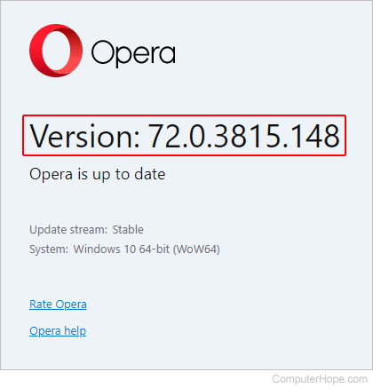 Current version of the Opera browser.
