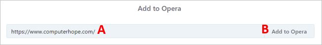 Enter website URL in Opera's Add to Opera window.