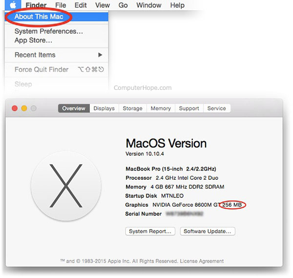 OS X About This Mac Information Box