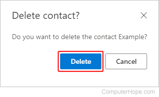 Delete contact in Outlook.