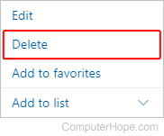 Delete contact in Outlook.com.