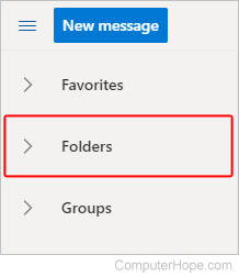 Perluas menu Folder di Outlook.com.