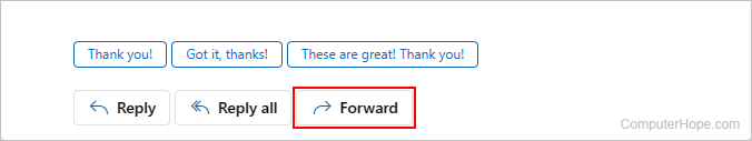 Forward message button on Outlook.com.