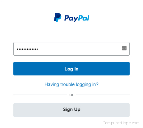 PayPal sign in screen