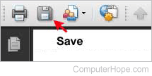 Adobe Reader save icon