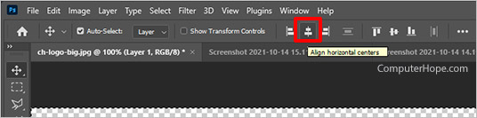 Photoshop Align horizontal centers