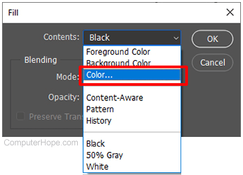 Photoshop fill color