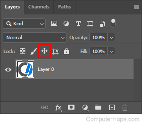Locking a layer in place in Photoshop.
