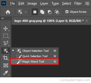 The Magic Wand tool in Photoshop.